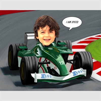 Race Car Driver Caricature for A Little Boy from Photo,by myDaVinci - myDaVinci